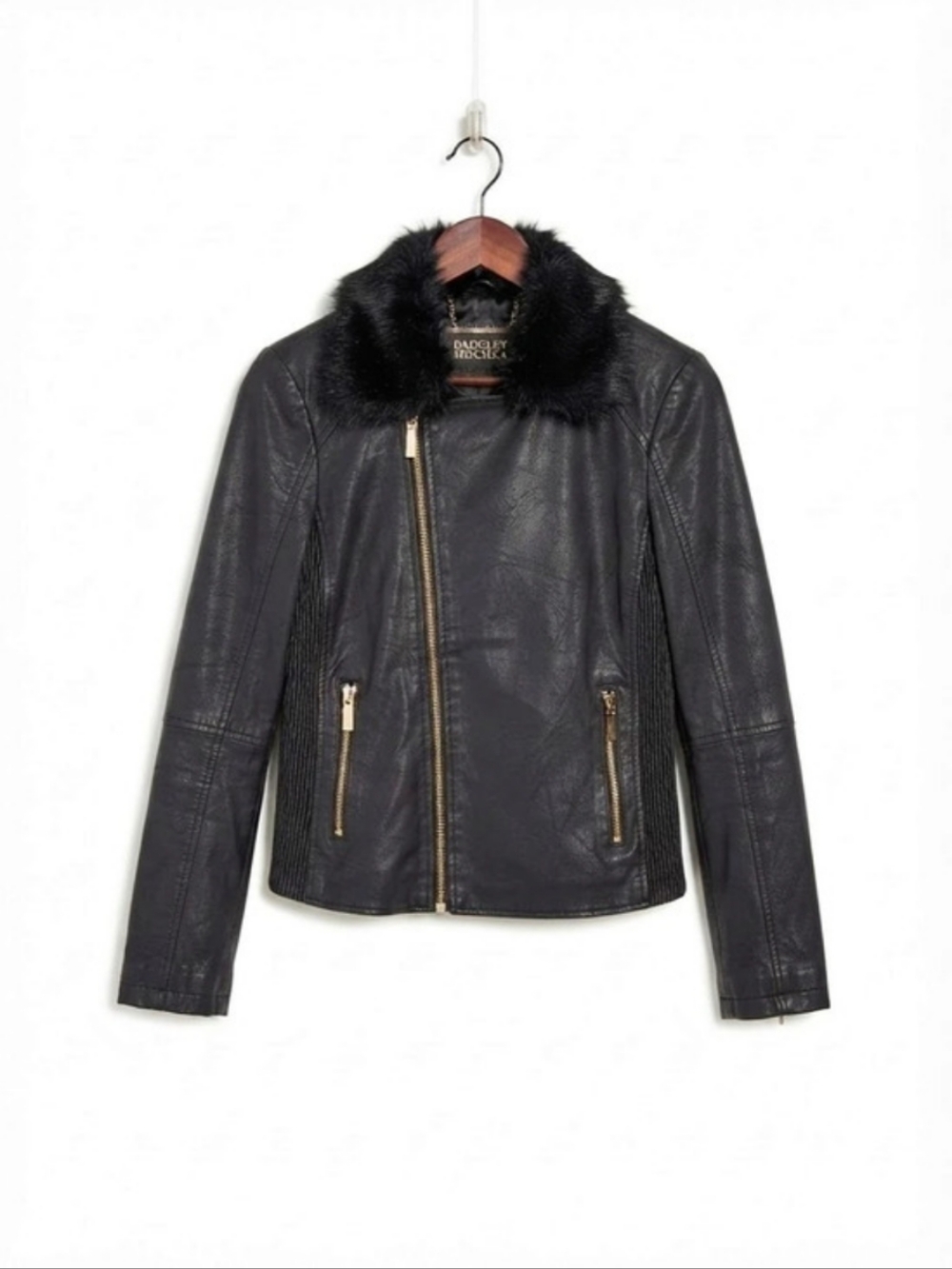 Badgley Mischka Black Leather Moto Jacket Size Small